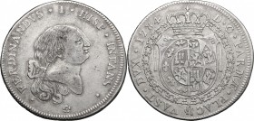 Parma. Ferdinando di Borbone (1765-1802). Mezzo Ducato 1784. CNI 20/24. MIR 1071. AG. g. 12.53 mm. 35.00 RRR. Ritocchi al diritto. qBB/BB.