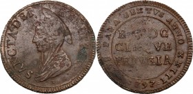 Perugia. Pio VI (1775-1799), Giovanni Angelo Braschi. Madonnina da 5 baiocchi 1797, sigle T M. CNI 29. M. 390. Berm. 3130. CU. g. 15.06 mm. 30.00 Meta...