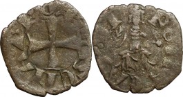 Roma. Senato Romano (1184-1439). Denaro piccolo. CNI 431. M. 95 var. Berm. 159. MI. g. 0.50 mm. 14.00 R. Di stile particolare. BB.