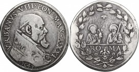 Roma. Urbano VIII (1623-1644), Maffeo Barberini. Piastra 1643, A. XXI. CNI 580/581. M. 28. Berm. 1709. AG. g. 31.07 mm. 41.50 RR. qBB.