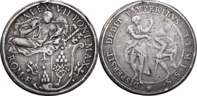 Roma. Alessandro VII (1655-1667), Fabio Chigi. Piastra. Ser. 5. M. 7. Berm. 1901. AG. g. 31.53 mm. 42.50 R. MB+/qBB.