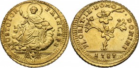 Roma. Pio VI (1775-1799), Giovanni Angelo Braschi. Doppia romana 1787, arma Lante. CNI 183. M. 41a. Berm. 2953. AU. g. 5.44 mm. 22.00 R. SPL.