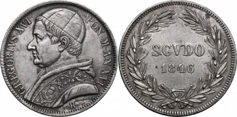 Roma. Gregorio XVI (1831-1846), Bartolomeo Alberto Cappellari. Scudo 1846. CNI 1...