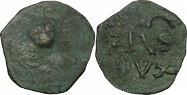 Salerno. Ruggero Borsa (1085-1111). Mezzo follaro. Bellizia 80. Travaini 86. D'Andrea-Contreras 32. AE. g. 2.17 mm. 23.00 NC. Di peso inferiore rispet...