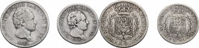 Carlo Felice (1821-1831). Lotto di due (2) monete: 2 lire 1827 Torino e lira 1828 Torino. AG.
