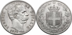 Umberto I (1878-1900). 5 lire 1879. Pag. 590. Mont. 33. AG. mm. 37.00 Bel BB.