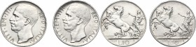 Vittorio Emanuele III (1900-1943). Lotto di due (2) monete da 10 lire 1927 **. Pag. 692. Mont. 90. AG. Minimi colpetti al ciglio. SPL.