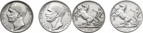 Vittorio Emanuele III (1900-1943). Lotto di due (2) monete: 10 lire 1929 una e due rosette. Pag. 694, 694a. Mont. 93, 94. AG. mm. 27.00 RR. BB+.