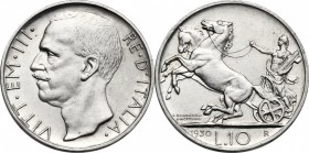 Vittorio Emanuele III (1900-1943). 10 lire 1930. Pag. 695. Mont. 95. AG. mm. 27.00 SPL+.