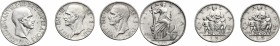 Vittorio Emanuele III (1900-1943). Lotto di 3 monete: 10 lire 1936, 5 lire 1936 e 1937. Pag.700,719,720. Mont.101,133,134. AG. mm. 27.00 R. BB.