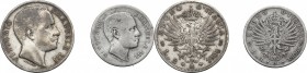 Vittorio Emanuele III (1900-1943). Lotto di due (2) monete: 2 e 1 lire 1906. Pag.730,766. Mont.145,191. AG. mm. 27.00 BB.