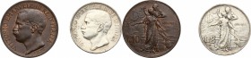 Vittorio Emanuele III (1900-1943). Lotto di due (2) monete 1911: 2 lire e 10 centesimi. Pag. 736, 663. Mont. 152, 324. AG e AE. mm. 27.00 BB-SPL.