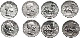 Vittorio Emanuele III (1900-1943). Lotto di quattro (4) monete da 2 lire: 1914, 1915, 1916, 1917. Pag. 737-740. Mont. 154-157. AG. Insieme di buona qu...