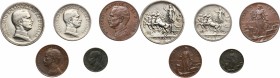 Vittorio Emanuele III (1900-1943). Serie 1915: 2 lire e 1 lira, 5, 2 e 1 centesimo. Pag.738,773,896,937,952. Mont.155,200,365,410,429. AG e AE. mm. 27...