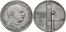 Vittorio Emanuele III (1900-1943). Buono da 2 lire 1926. Pag. 744. Mont. 164. NI. mm. 29.00 R. Colpetto. BB.