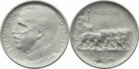 Vittorio Emanuele III (1900-1943). 50 centesimi 1925 bordo rigato. Pag. 807. Mont. 244. NI. mm. 23.00 NC. BB+.
