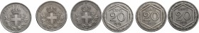 Vittorio Emanuele III (1900-1943). Lotto di tre (3) monete da 20 centesimi: 1918, 1919, 1920 bordo liscio. Pag. 850, 851, 852. Mont. 298, 300, 302. NI...