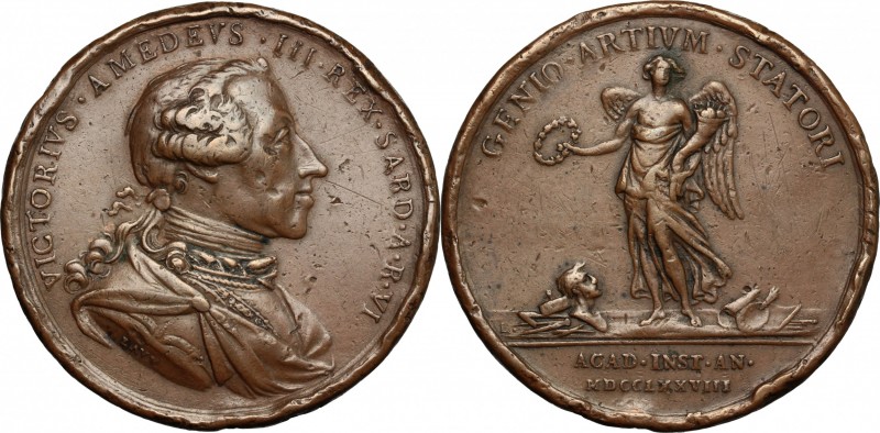 Vittorio Amedeo III (1773-1796). Medaglia 1778, premio Accademia di Belle Arti. ...