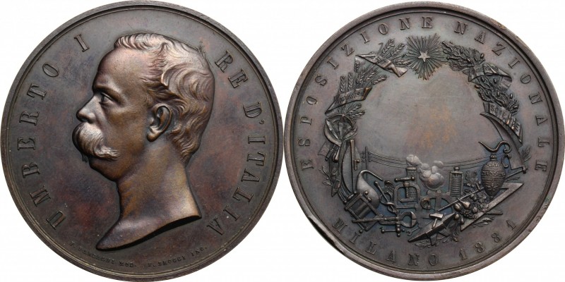 Umberto I (1878-1900). Medaglia 1881, Esposizione Nazionale di Milano. D/ UMBERT...