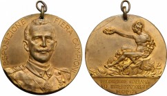 Vittorio Emanuele III (1900-1943). Medaglia Esposizione Fiera Campionaria. AE. mm. 54.50 Appiccagnolo. SPL.