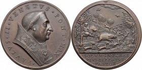Paolo II (1464-1471), Pietro Barbo. Medaglia di restituzione, riconio. D/ PAVLVS II VENETVS PONT MAX. Busto a destra con piviale decorato. R/ Scena di...