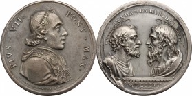 Pio VII (1800-1823), Barnaba Chiaramonti. Medaglia straordinaria 1804, realizzata in occasione del Viaggio Apostolico a Parigi. D/ PIVS VII PONT MAX. ...