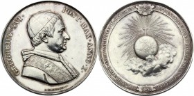 Gregorio XVI (1831-1846), Bartolomeo Alberto Cappellari. Medaglia A. X. Per la Società di Propagnada Fide. D/ GREGORIVS XVI PONT MAX ANNO X. Busto a d...