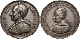 Leone XIII (1878-1903), Gioacchino Pecci. Medaglia premio dell'Accademia Romana di San Tommaso d'Aquino. D/ LEO XIII PONT MAX. Busto a sinistra con zu...