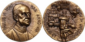 Paolo VI (1963-1678), Giovanni Battista Montini di Concesio. Medaglia annuale, A. VIII. D/ PAULUS VI PONT MAX ANNO VIII. Busto di tre quarti a destra ...