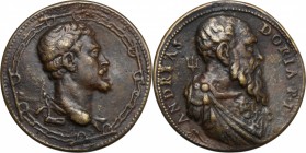 Andrea Doria (1466-1550), Ammiraglio. Medaglia 1541. D/ ANDREAS DORIA .P . P. Busto a destra con lunga barba, corazza e mantello; sotto il taglio del ...