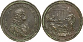 Cosimo III de' Medici (1670-1723). Medaglia (1684) con bordo modanato. D/ COSMVS III D G MAGNVS DVX ETRVRIAE VI. Busto a destra corazzato all'antica c...