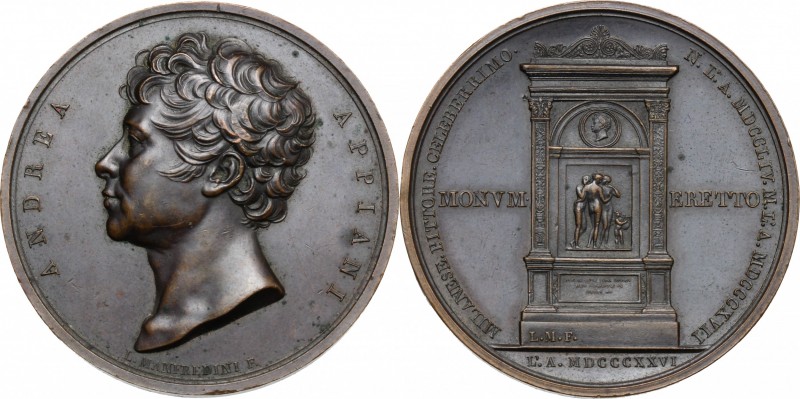 Andrea Appiani (1754-1817), pittore. Medaglia commemorativa 1826. AE. mm. 43.00 ...