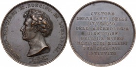 Gaetano Cattaneo di Soncino (1771-1841), incisore, pittore e conservatore del R. Gabinetto di medaglie e monete presso la R. Zecca. Medaglia 1841. Tur...