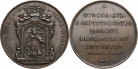 Medaglia 1843, per la solenne imposizione della corona alla B.V. della Salve di Alessandria, fatta dal Vescovo Andrea Pasio il 28 maggio. Bart. E. p. ...