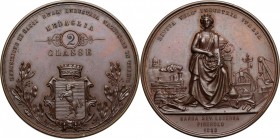 Esposzione di Saggi dell'Industria Nazionale in Torino. Medaglia 1868 premio 2^ classe attribuita a Ganna Sev. Luserna Pinerolo. AE. mm. 56.50 Inc. P....