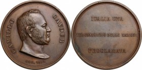 Camillo Cavour (1810-1861). Medaglia 1873. AE. mm. 51.00 Inc. G. Giani. Bel BB.
