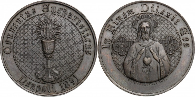 Medaglia 1891 commemorativa del Congresso Eucaristico Nazionale Italiano di Napo...