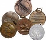Lotto di sei (6) medaglie commemorative di diversi ambiti e città: Assisi, Bassano del Grappa, Milano, Napoli, Perugia e Pontenza.