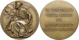 Accademia Nazionale di San Luca. Medaglia 1964 a ricordo del quarto centenario della morte di Michelangelo. AE. mm. 55.00 Inc. G. Romagnoli. SPL.