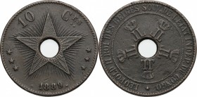 Belgian Congo. Leopold II (1835-1909). 10 Centimes 1889. KM 4. AE. mm. 34.00 VF.