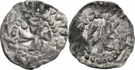 France. Henry II (1002-1024). Pfennig or Denier, Verdun mint. Cf. Robert 1055. Bonhoff 1701. AR. g. 1.25 mm. 21.00 R. Good VF.