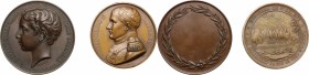 France. Lot of two (2) medals: Napoleon medal 1840 and Napoleon Louis Eugene medal 1863. AE. 'Cuivre' impressed on both the edges.