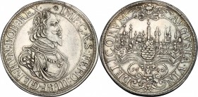 Germany. AR Thaler 1642, in the name of Ferdinand III. Augsburg mint. Dav. 5039. AR. g. 28.81 mm. 43.00 Good VF.