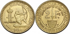 Monaco, Principality of. Louis II (1922-1949). 2 Francs 1926. Gad. MC 130. AE/AL. g. 8.14 mm. 27.00 R. VF+.