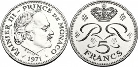Monaco, Principality of. Ranieri III (1949-2005). 5 Francs 1971 ESSAI. Gad. MC 153. AR. g. 11.57 mm. 29.00 FDC.
