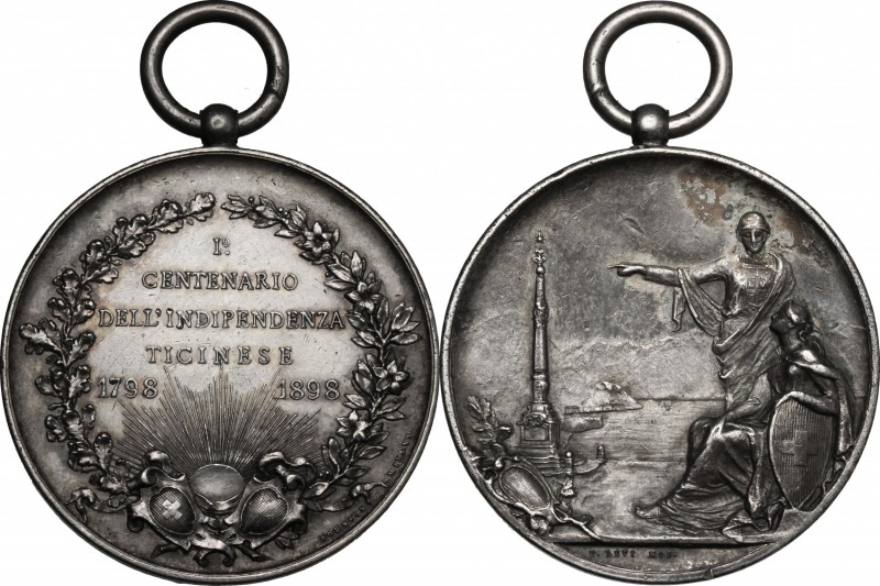 Switzerland-Cantone Ticino. Medal 1898 for the 1st centenary 
 of indipendence....