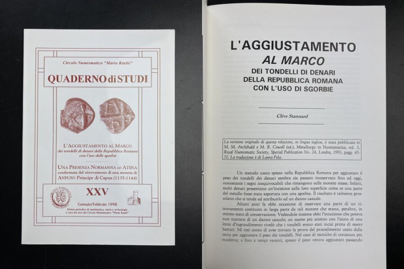 QUADERNO DI STUDI, CIRCOLO NUMISMATICO “MARIO RASILE”. Quaderno XXV (25). “L’agg...