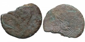 Octavio Augusto (27 aC - 14 dC). Lugo. As . Ae. 12,01 g. Busto bárbaro. Partida. BC+. Est.120.