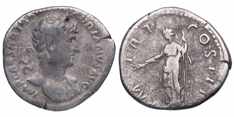 119-122. Adriano. REVISAR. Roma. Denario. RIC II.3 225. Ag. IMP CAESAR TRAIAN HA...