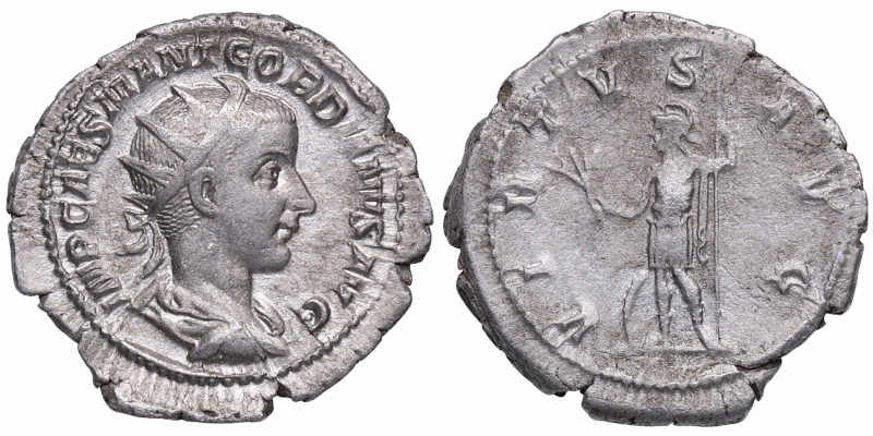 238-244 dC. Gordiano III. Roma. Antoniniano. RIC IV 56. Ae. Busto irradiado, cub...